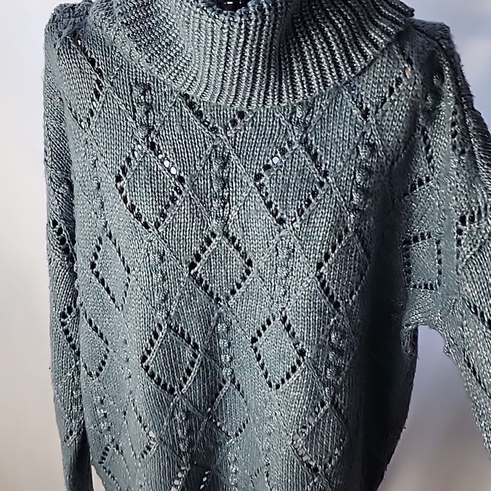 Shimmer Blue Gray Metallic Silver Thread Throughout Size S - Picture 3 of 9